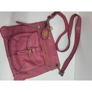 Fossil Pink Leather Crossbody Bag